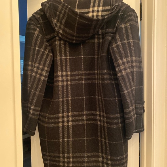 Vintage 2000 Burberry Ladies Black/taupe plaid wool coat - Picture 2 of 4